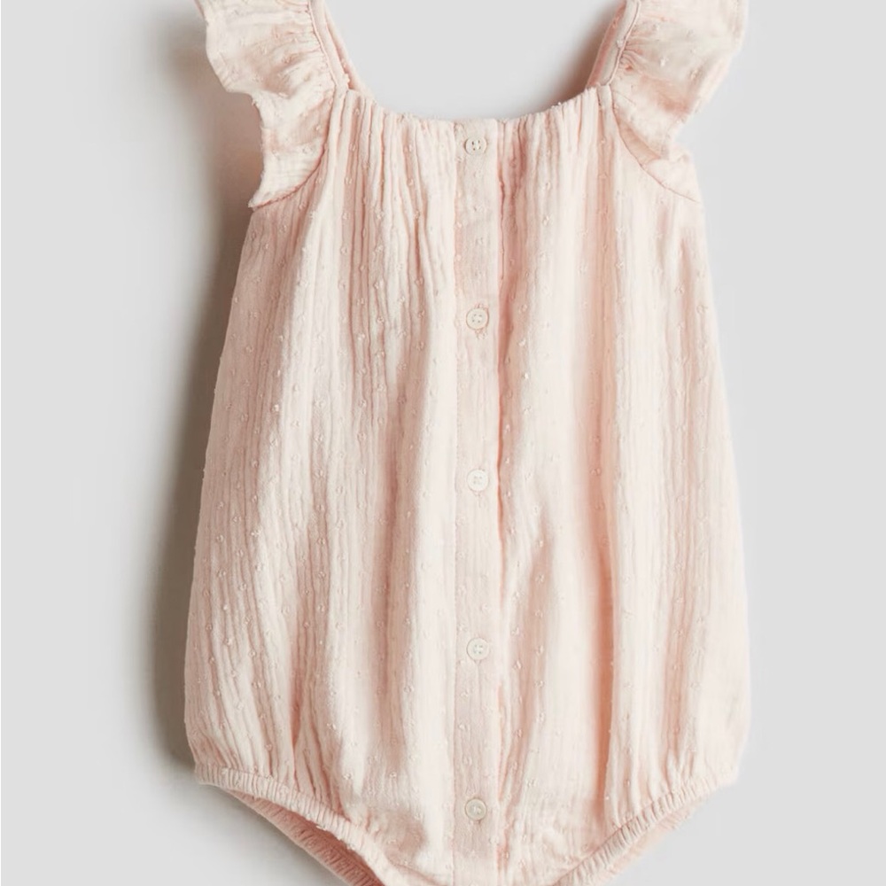 H&M Girl Toddler Organic Muslin Cotton Romper Suit Bodysuit Pink Sz 3T NWT